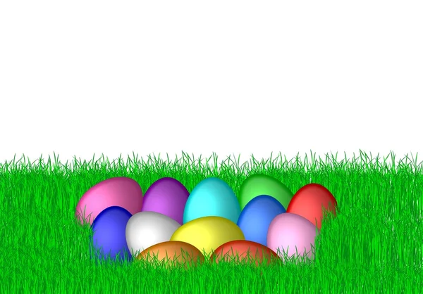 在草丛中的复活节彩蛋 — 图库照片