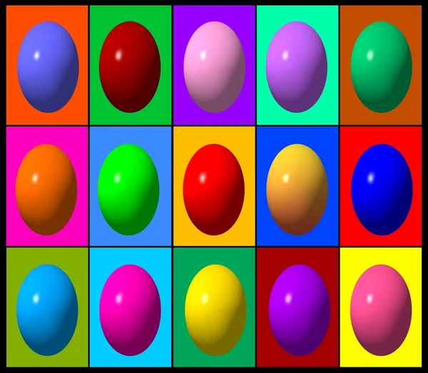 Coloración huevos de Pascua collage — Foto de Stock