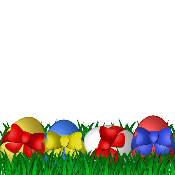 Uova di Pasqua colorate in erba — Foto Stock