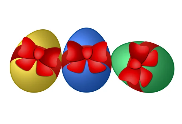 Barevné velikonoční vajíčka s mašlí — Stock fotografie