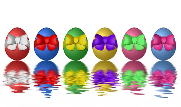 Ovos de Páscoa refletindo na água — Fotografia de Stock
