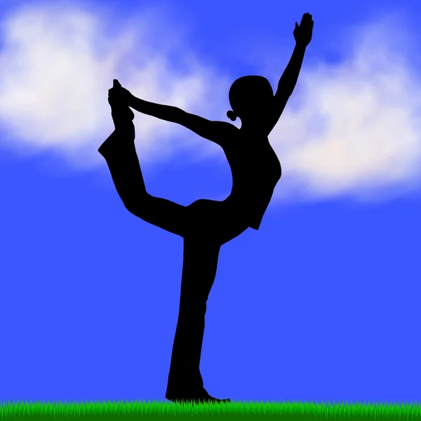 Silhouetten von Yoga-Sportlern — Stockfoto