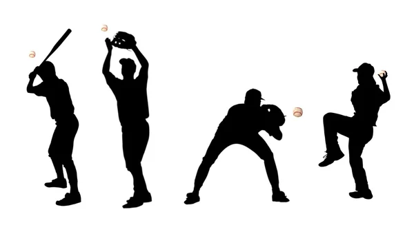 Silhouette di giocatori di baseball — Foto Stock