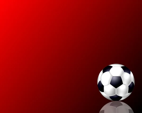 Fondo rosso con pallone da calcio — Foto Stock