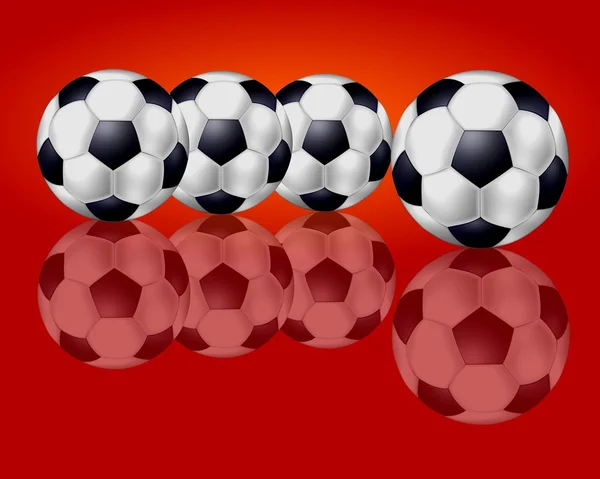 Fundo vermelho com bola de futebol — Fotografia de Stock