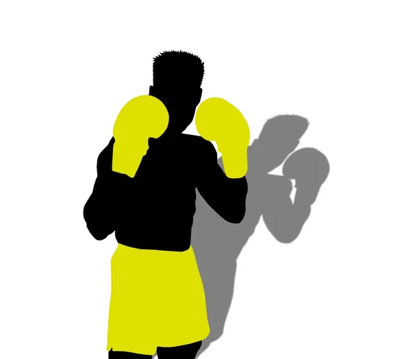 Silhouet van een bokser — Stockfoto
