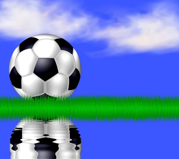 Fondo con pelota de fútbol sobre hierba — Foto de Stock
