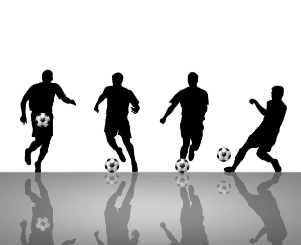 Reflecting silhouettes of soccer player — Stock Photo, Image