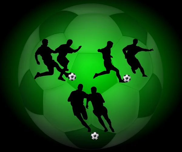 Soccer ball with silhouettes — Stock Photo, Image