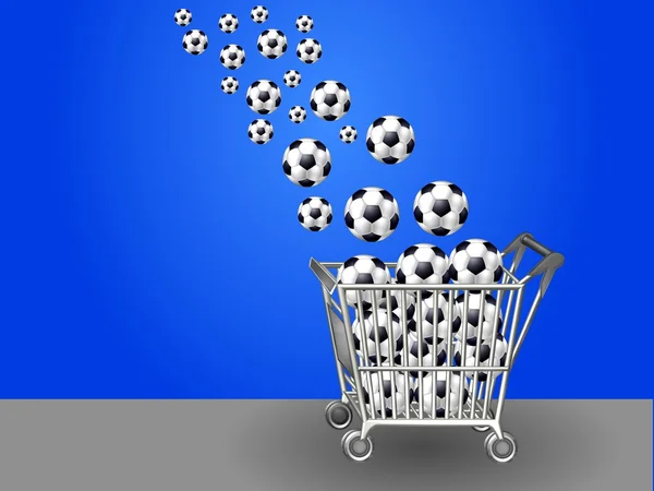 Fotbalové míče v nákupní košík — Stock fotografie