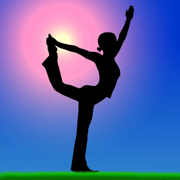Yoga atletler Silhouettes — Stok fotoğraf