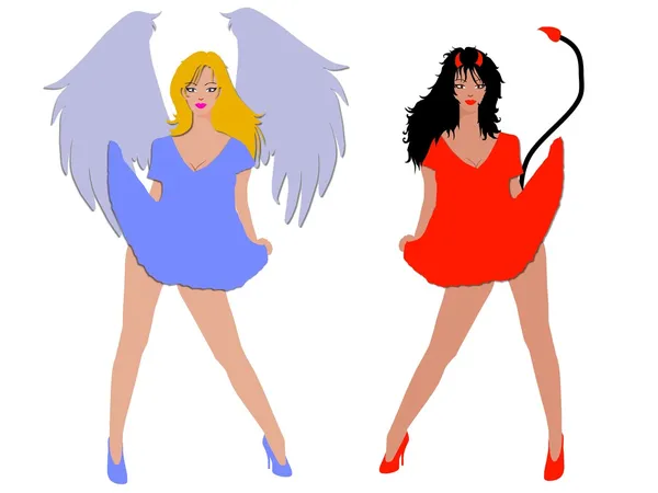 Sexy Angel and Devil — Stock Photo, Image
