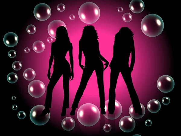 Sexy girls z tło bubbles — Zdjęcie stockowe