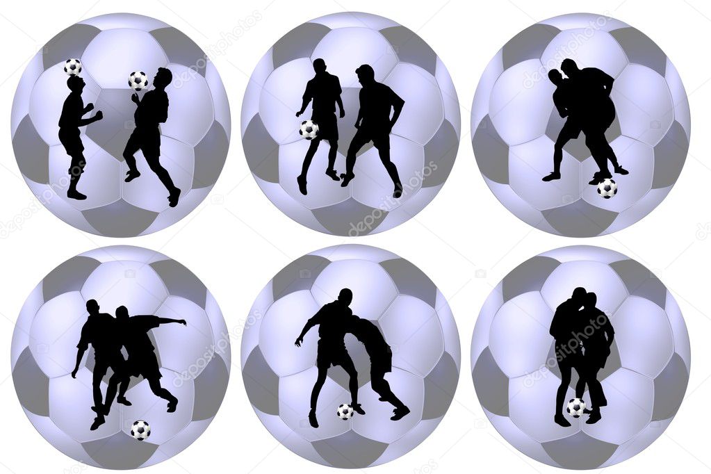 Soccer balls with silhouettes of players