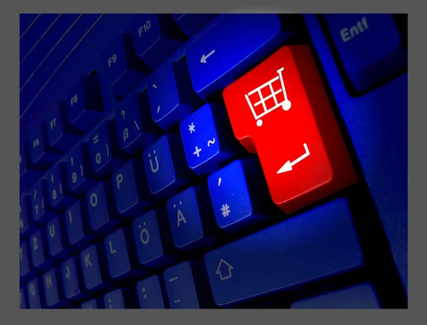 Carrinho de compras especial do teclado do PC — Fotografia de Stock