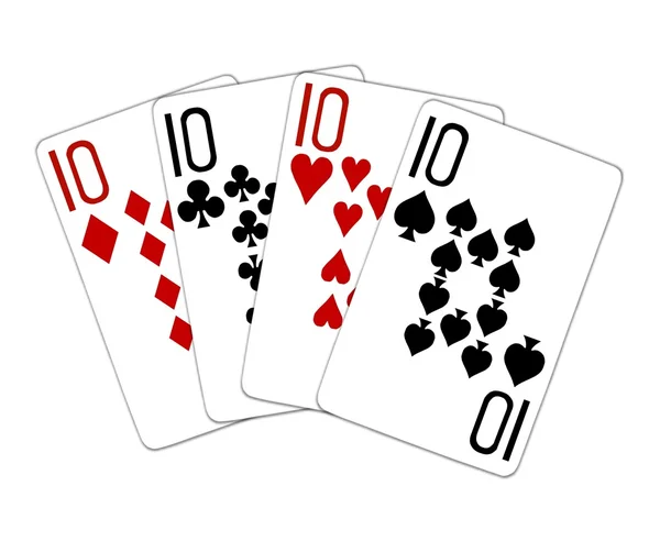 Poker Hand Quads decenas —  Fotos de Stock