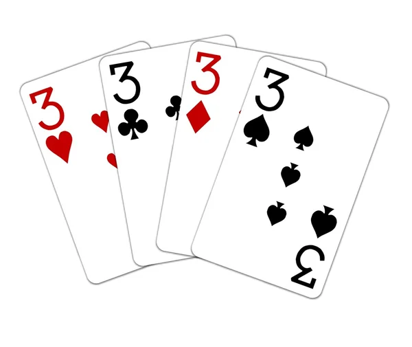 Poker eli dörtlü treys — Stok fotoğraf