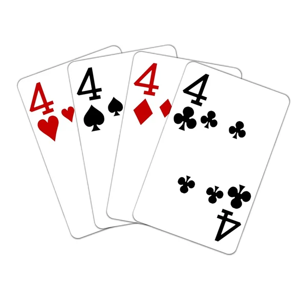 Poker Hand Quads Fours — Stock Photo, Image