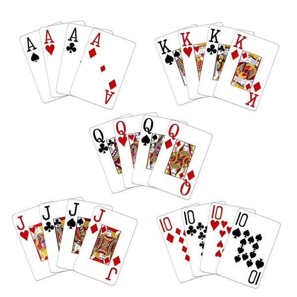 Poker hand fyrhjulingar uppsättning — Stockfoto