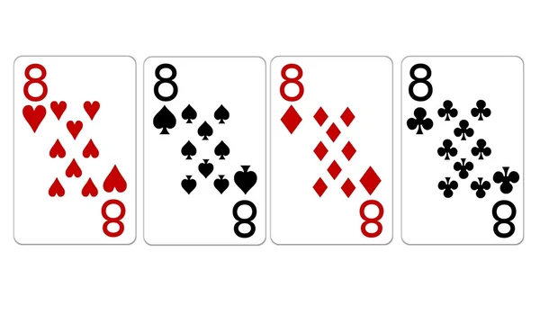 Poker hand quads achten — Stockfoto