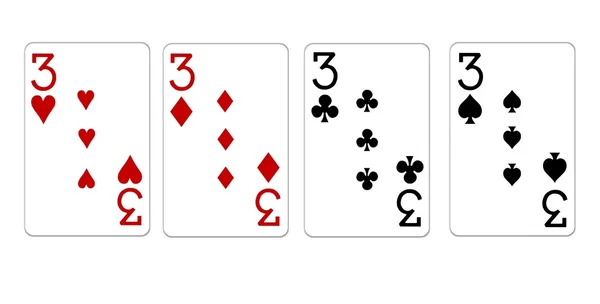 Mão de Poker Quads Treys — Fotografia de Stock