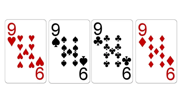 Poker Hand Quads Neunen — Stockfoto