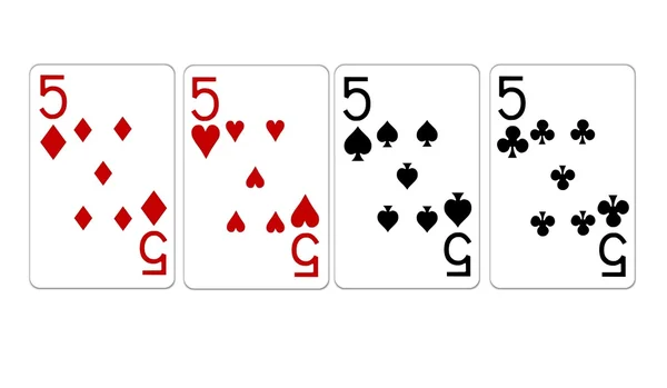 Poker Hand Quads Fives — Stock Photo, Image