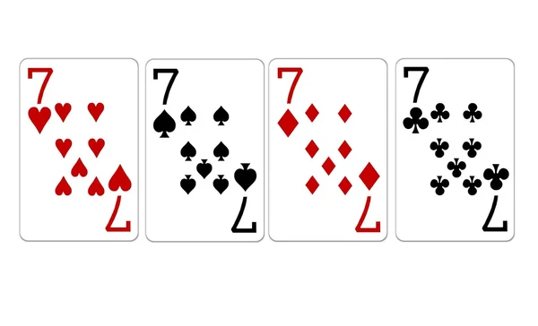 Quads mano de póker sietes —  Fotos de Stock