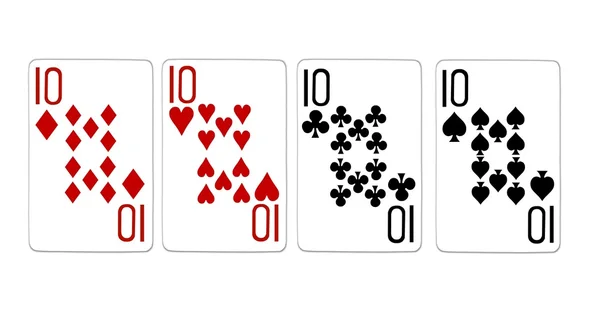 Poker Hand Quads tens — Stock Photo, Image