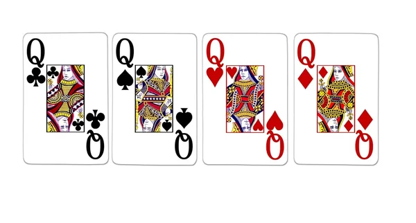 Poker Hand Quads Queens — Stockfoto