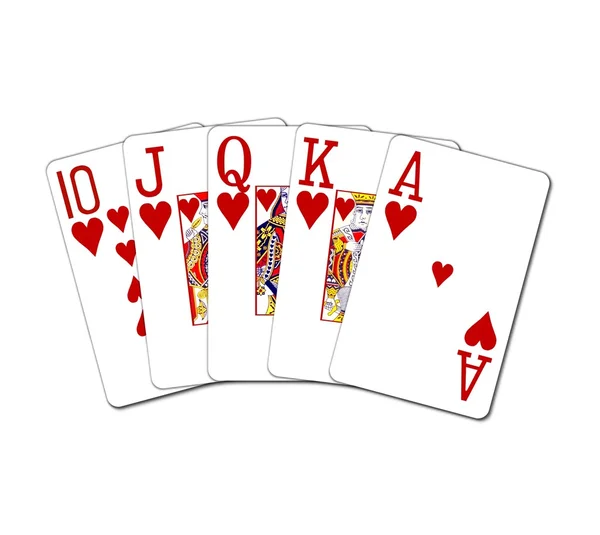Isolated Royal Flush in Hearts — Stock Photo, Image
