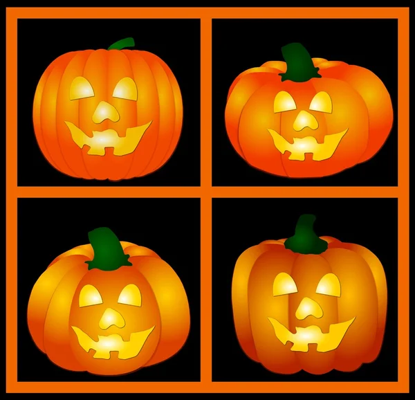 Glowing halloween pumpkins — Stock Photo, Image