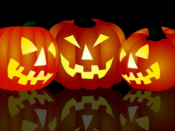 Glowing halloween pumpkins — Stock Photo, Image