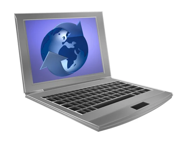 Laptop számítógép-val a Föld bolygó — Stock Fotó