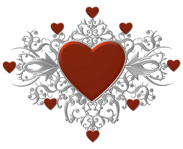 Red heraldic heart — Stock Photo, Image