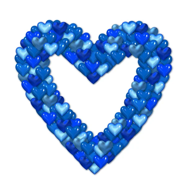 Corazón azul hecho de corazones — Foto de Stock