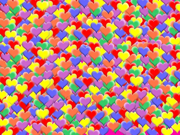 Colagem de corações coloridos — Fotografia de Stock