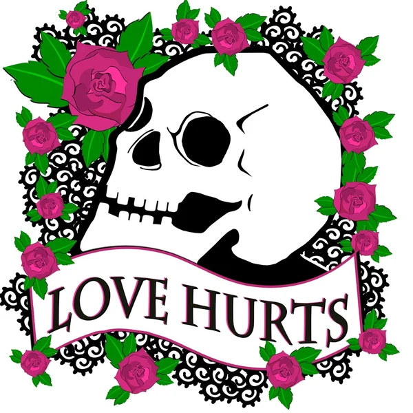 Miłość boli czaszka różowa — Zdjęcie stockowe