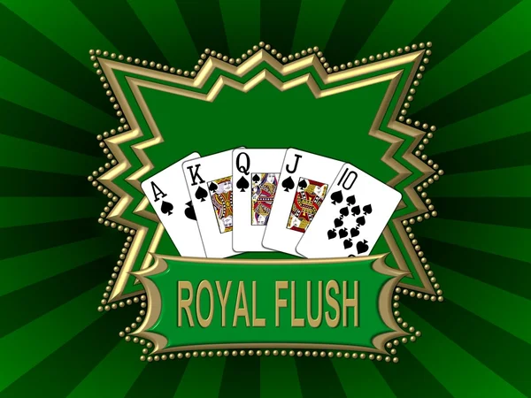 Royal flush bakgrunden grön — Stockfoto