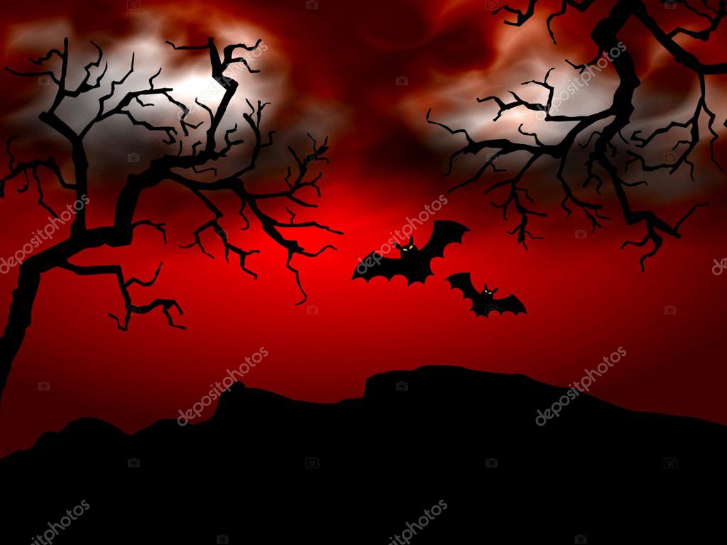 Halloween scene on red background — Stock Photo © pdesign #1828937