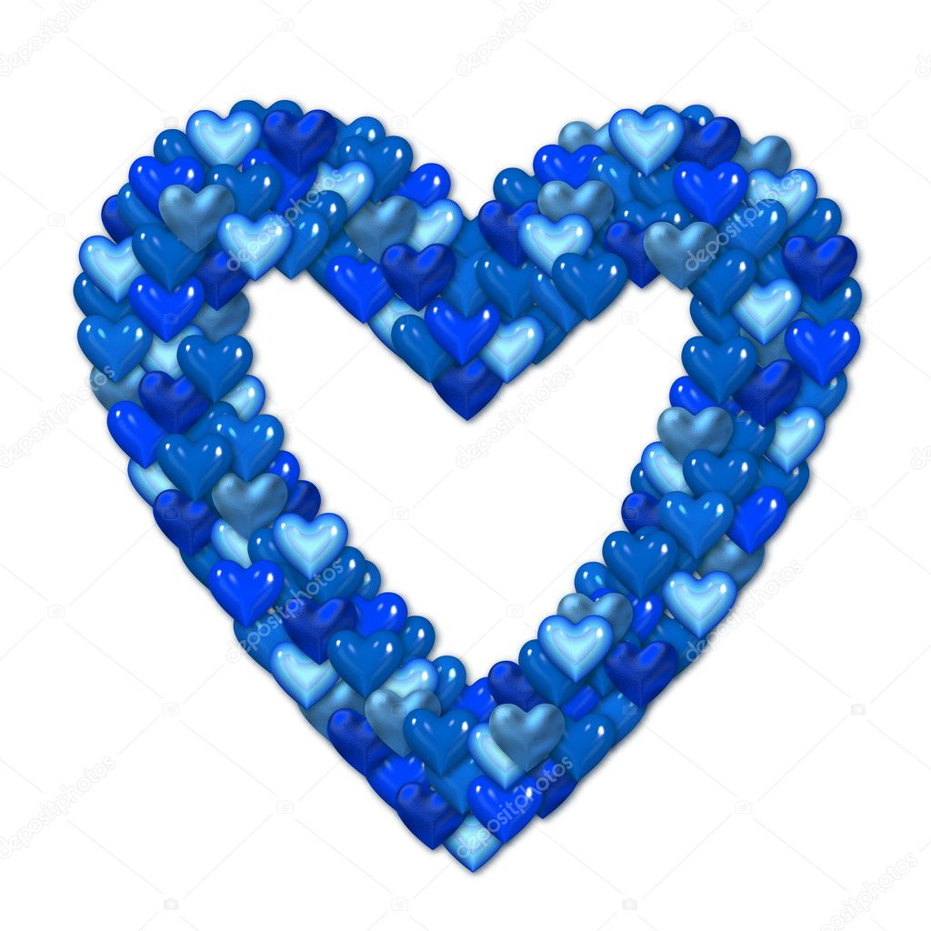 Blue heart made of hearts