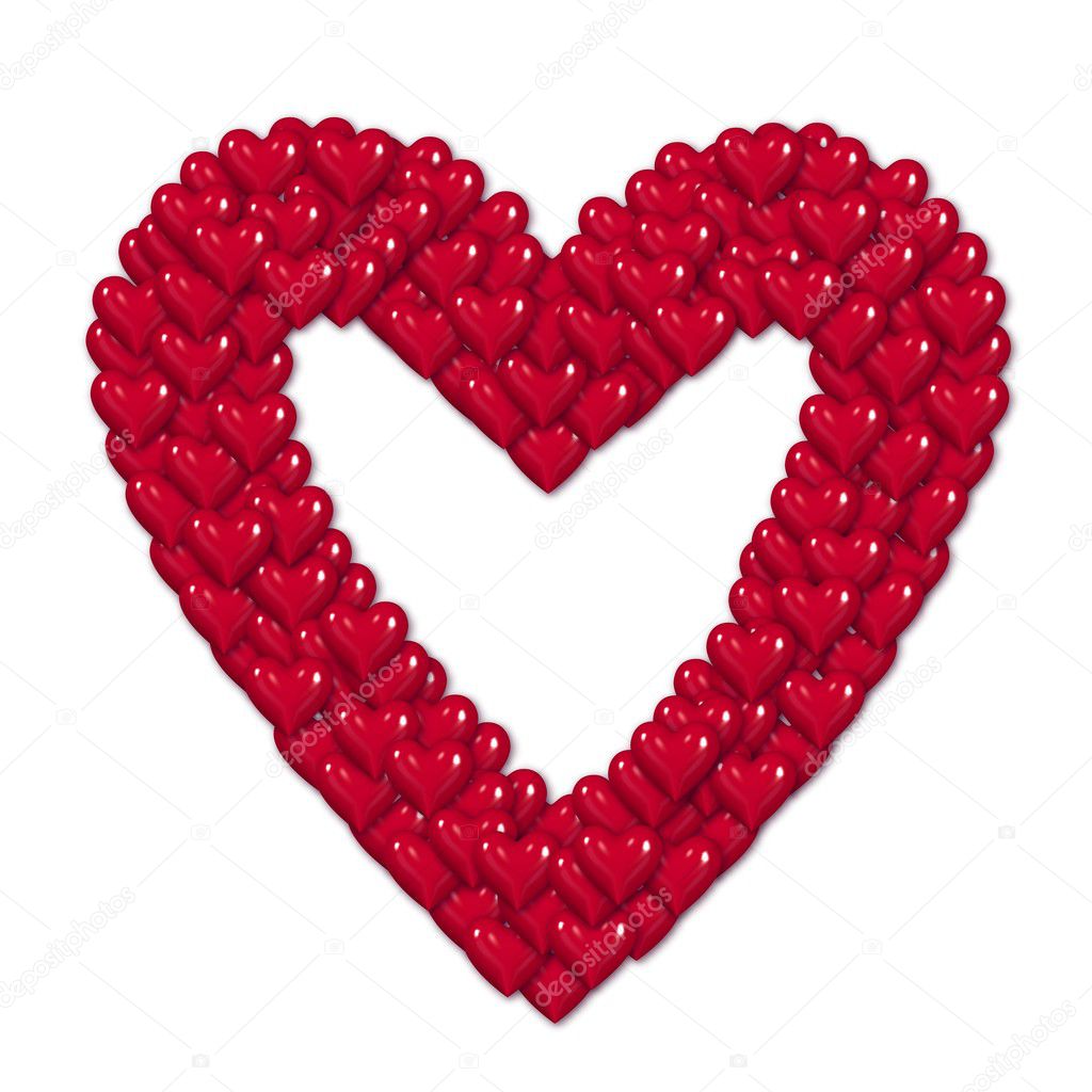 Red heart made of hearts