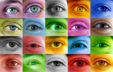 Multi color human eyes