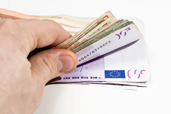 Liczenie pieniędzy euro — Zdjęcie stockowe