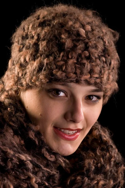 Happy faceand winter hat — Stock Photo, Image