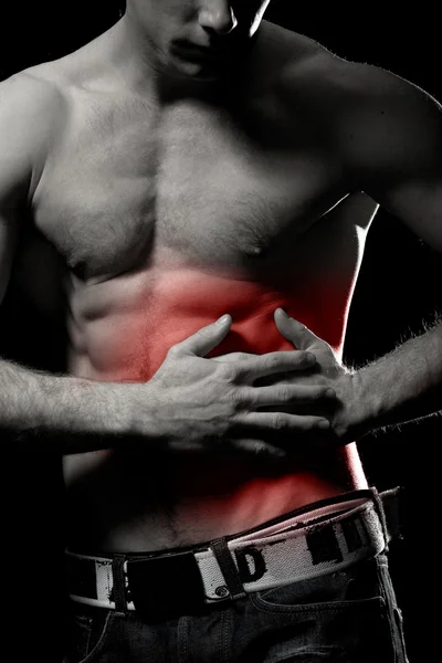 Πλευρές και το στομάχι στον πόνο — Φωτογραφία Αρχείου