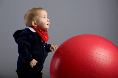 Toddler boy and ball clipart