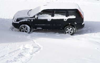 Car under snow clipart