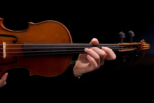 Fundo violino e dedos — Fotografia de Stock