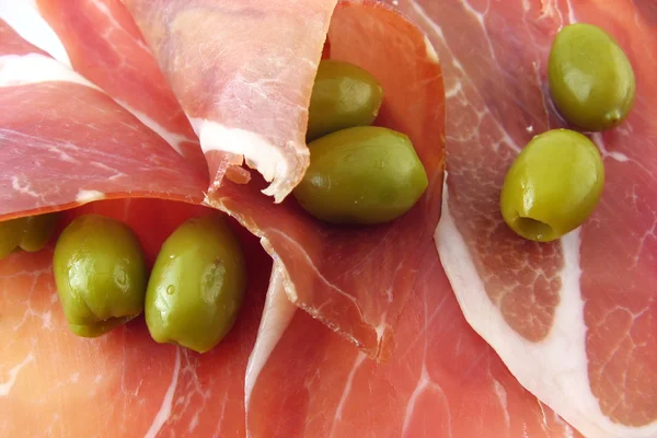 Prosciutto e olive — Foto Stock